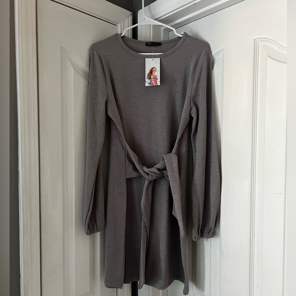 Grey mini wrap dress